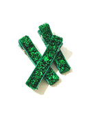 Glitter and Velvet Lined Alligator Clips - Pack of 3