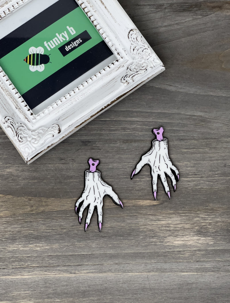Pink and White Zombie Hand Acrylic Charm