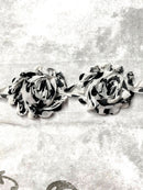 Black Polka Dot Shabby Flowers - By the Yard