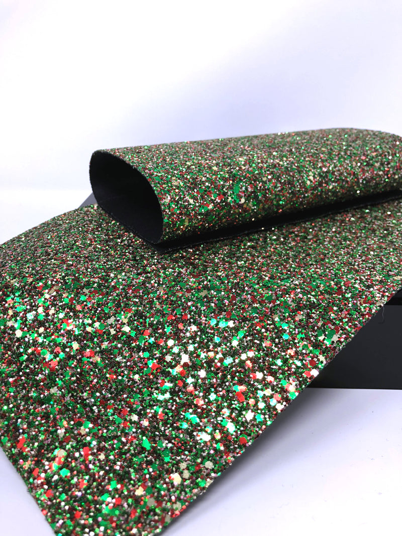 Red, Gold and Green Chunky Glitter Sheet