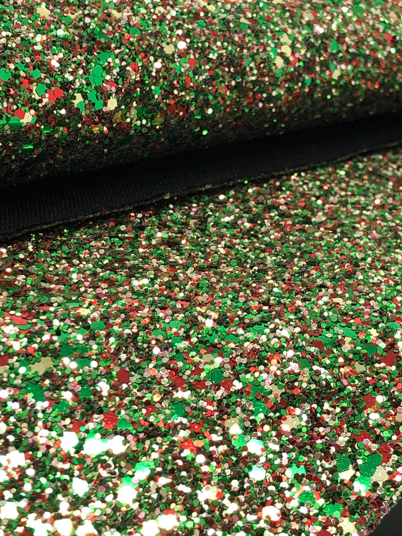 Red, Gold and Green Chunky Glitter Sheet