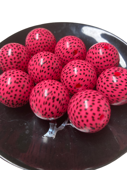 20mm Pink Watermelon Seed Beads (10 per pack)