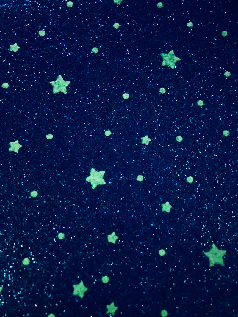 Blue Glow in the Dark Stars Fine Glitter Sheet