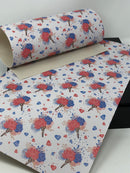 White Patriotic Bouquet Faux Leather Sheet