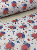 White Patriotic Bouquet Faux Leather Sheet