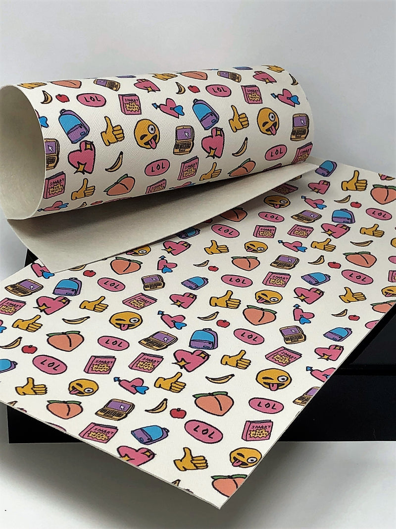 School Emoji Faux Leather Sheet