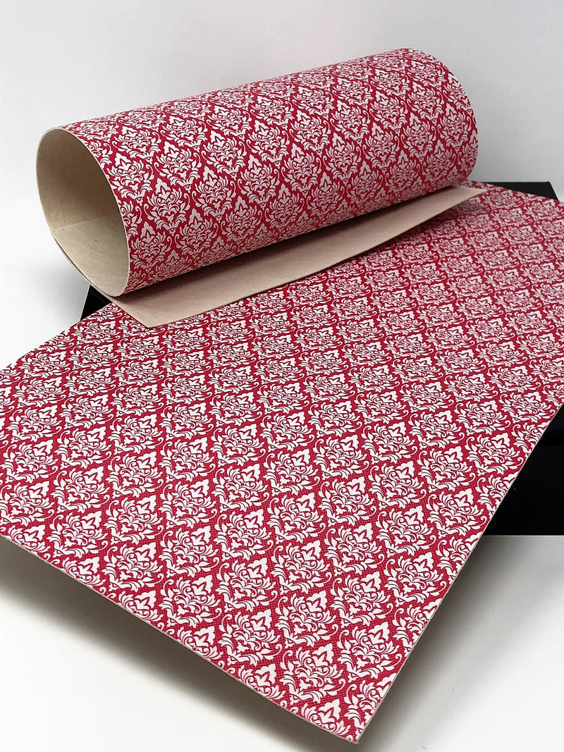 Pink Damask Faux Leather Sheet