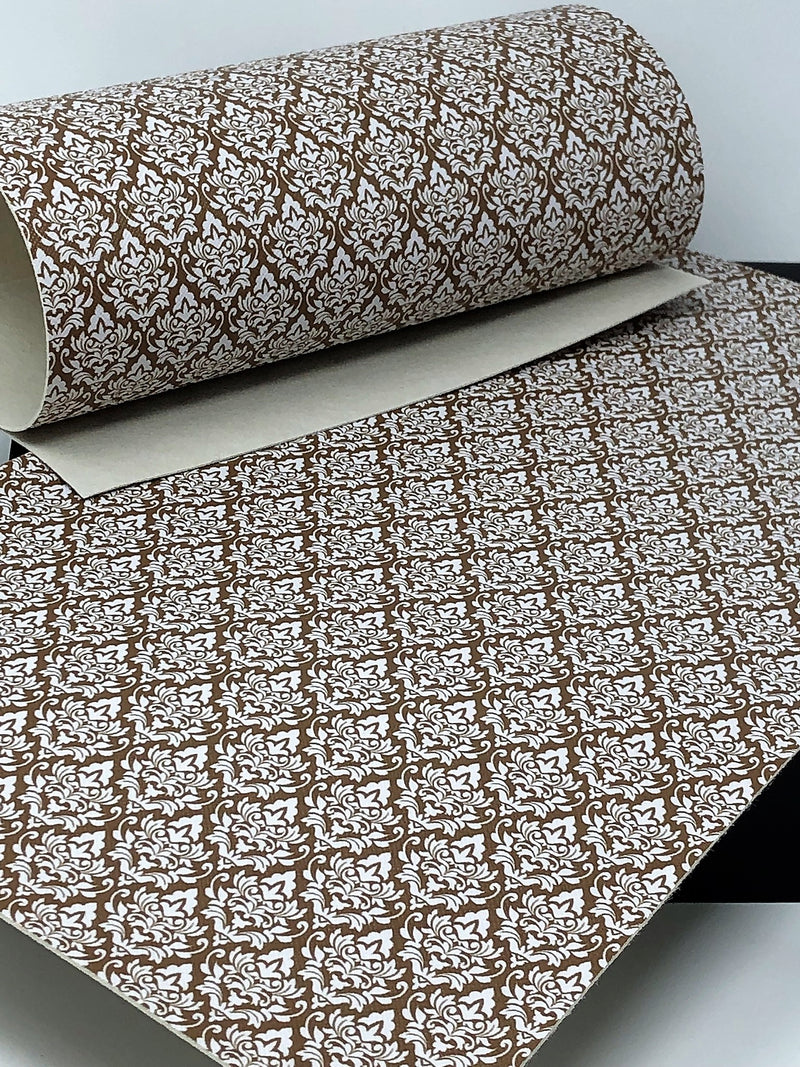 Brown Damask Faux Leather Sheet