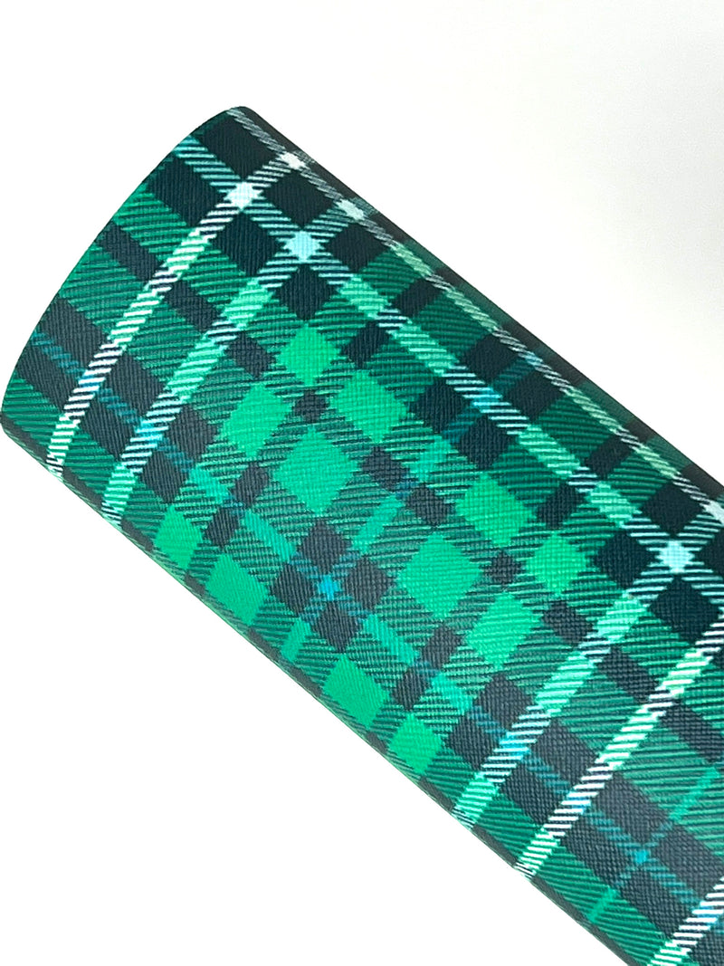 Green Plaid Faux Leather Sheet