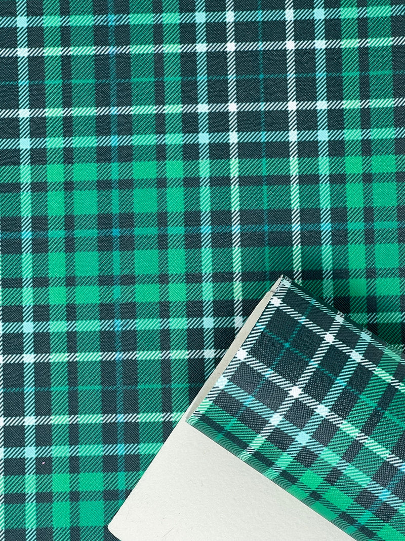 Green Plaid Faux Leather Sheet