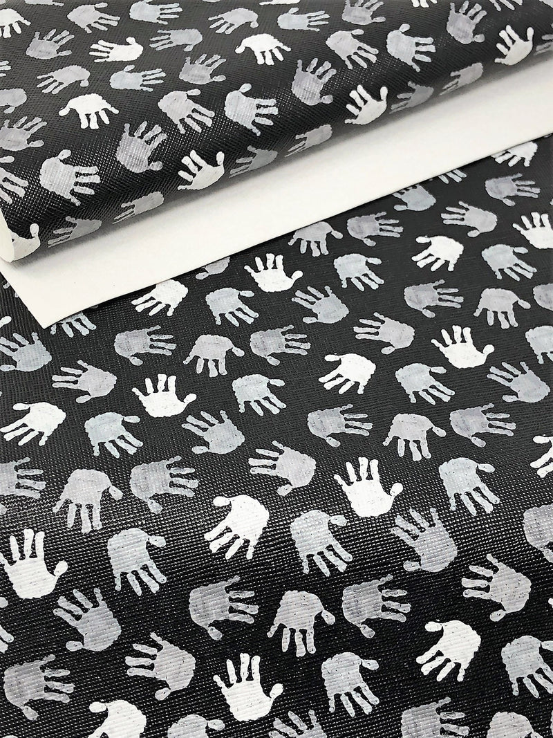 Black and White Hands Faux Leather Sheet