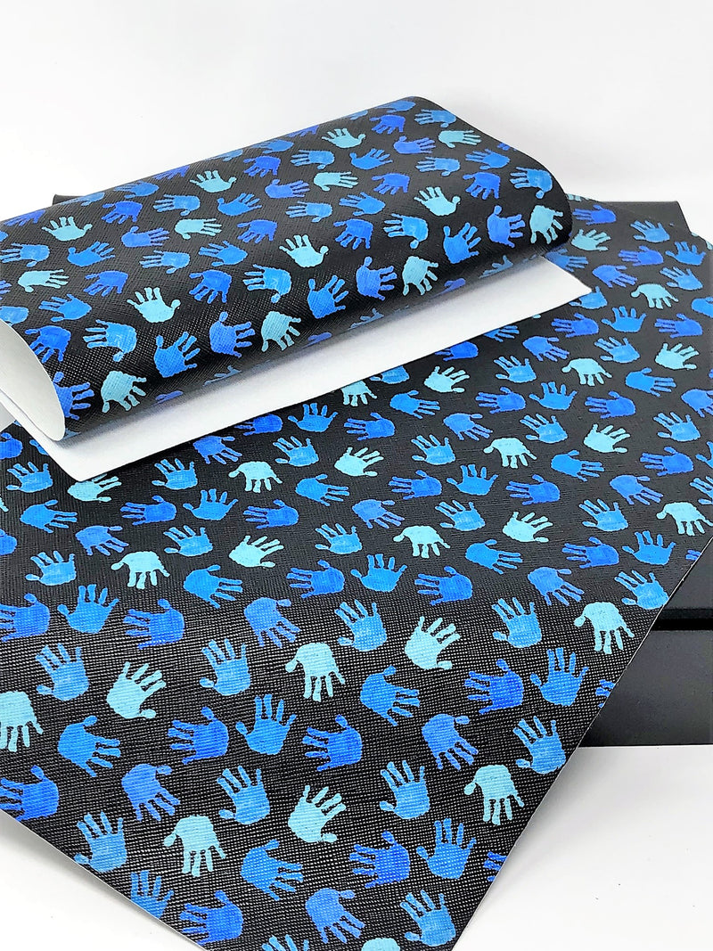 Blue Hands Faux Leather Sheet