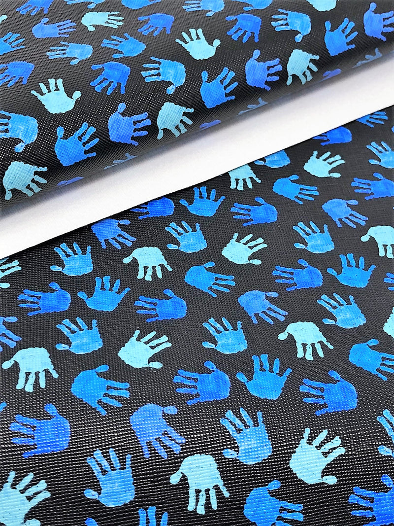 Blue Hands Faux Leather Sheet