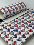 Patriotic Hearts Faux Leather Sheet