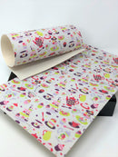 White Tea Party Faux Leather Sheet