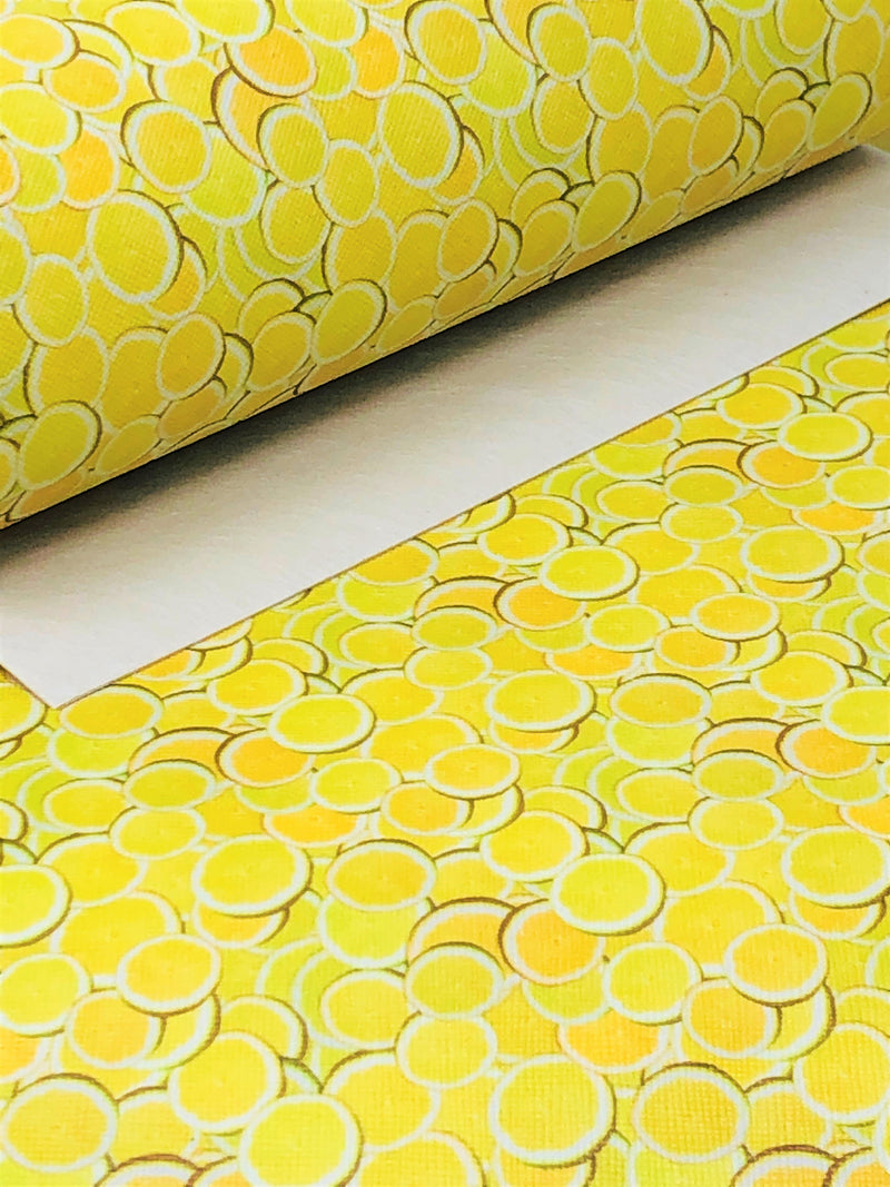Lemon Slices Faux Leather Sheet