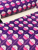 Pink and Purple Cupcakes Faux Leather Sheet