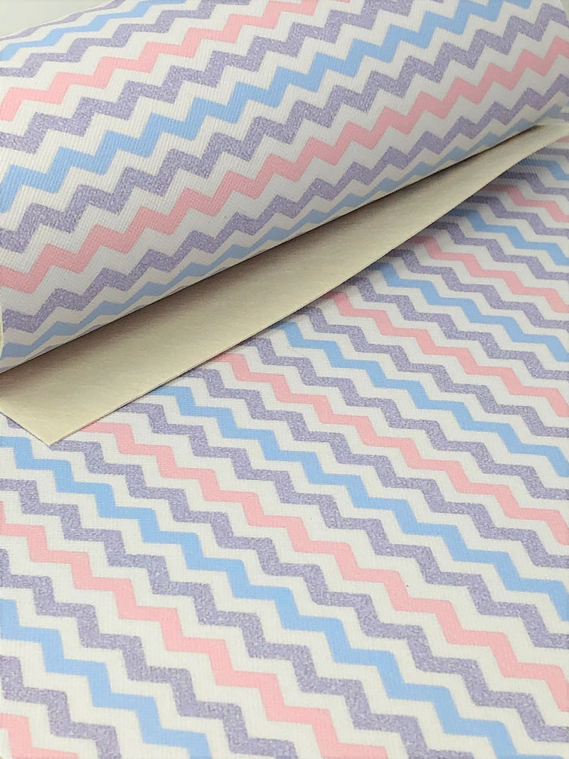 Purple, Pink and Blue Chevron Faux Leather Sheet