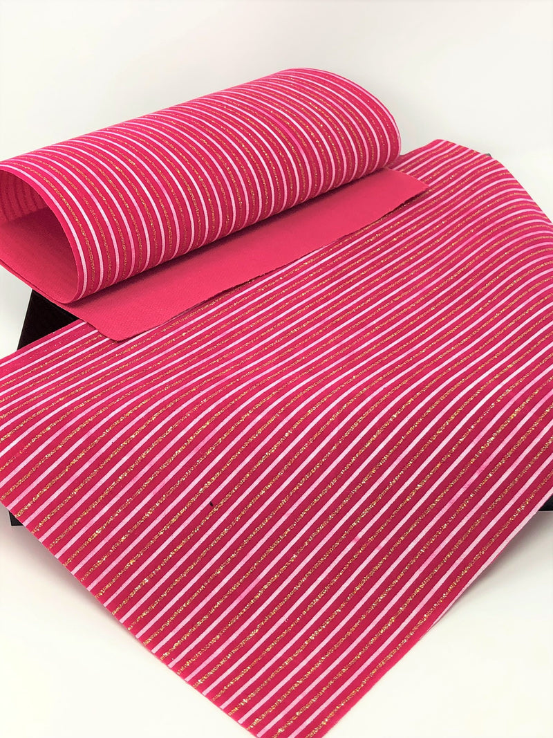 Hot Pink, White and Gold Striped Velvet Sheet