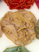 3" Metallic Edged Ruffle Flower