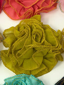 3" Metallic Edged Ruffle Flower