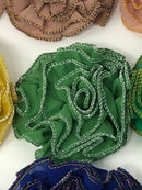 3" Metallic Edged Ruffle Flower