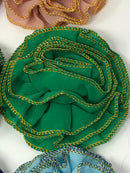 3" Metallic Edged Ruffle Flower