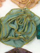 3" Metallic Edged Ruffle Flower