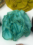 3" Metallic Edged Ruffle Flower