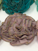3" Metallic Edged Ruffle Flower