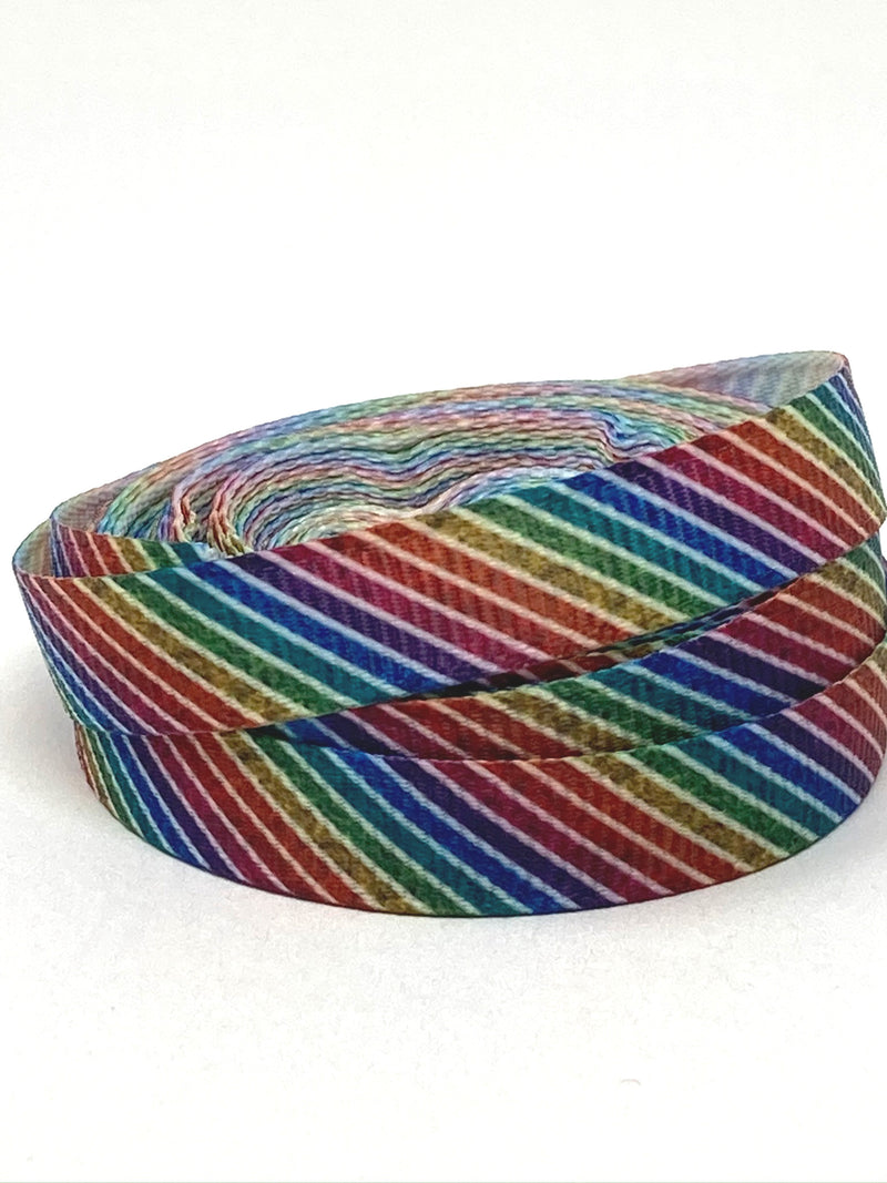 3/8” Faux Glitter Rainbow Stripes Ribbon