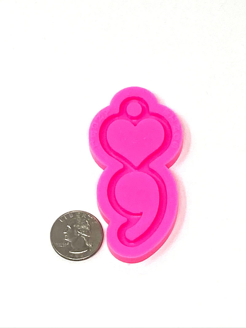 Heart Semicolon Keychain Resin Mold