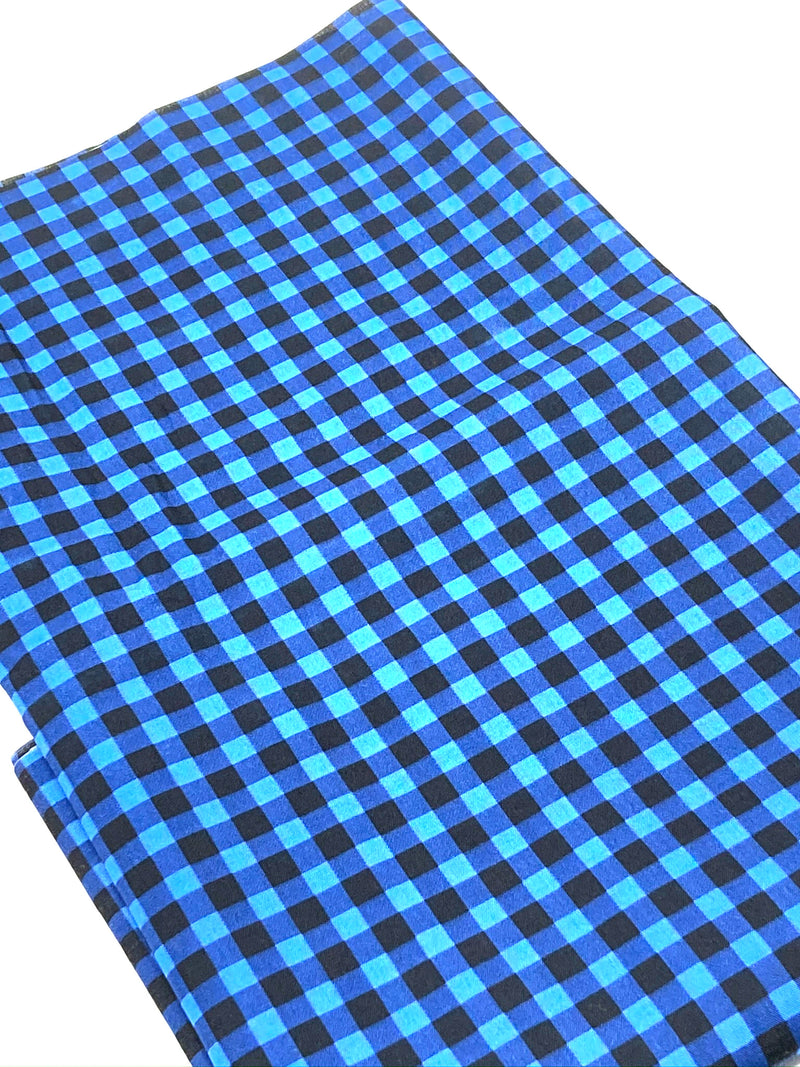 Blue Buffalo Plaid Poly/Cotton Blend Fabric - Half Yard