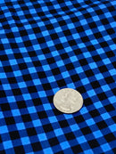 Blue Buffalo Plaid Poly/Cotton Blend Fabric - Half Yard