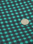 Green Buffalo Plaid Poly/Cotton Blend Fabric - Half Yard