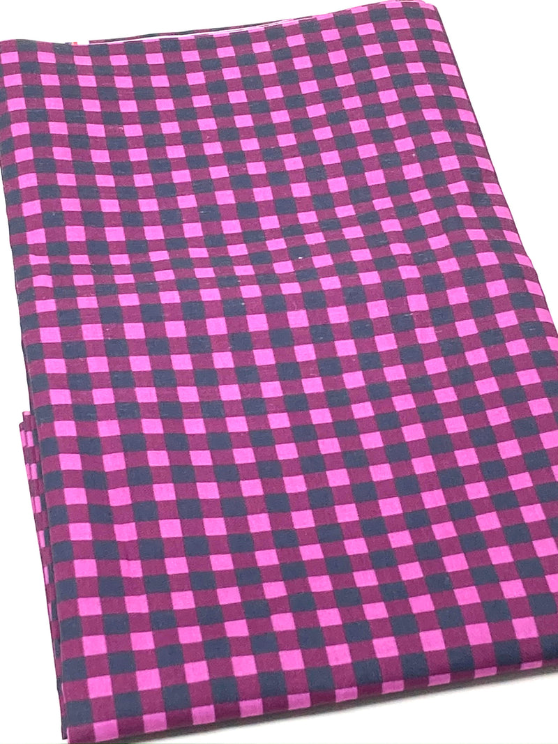 Pink Buffalo Plaid Poly/Cotton Blend Fabric - Half Yard