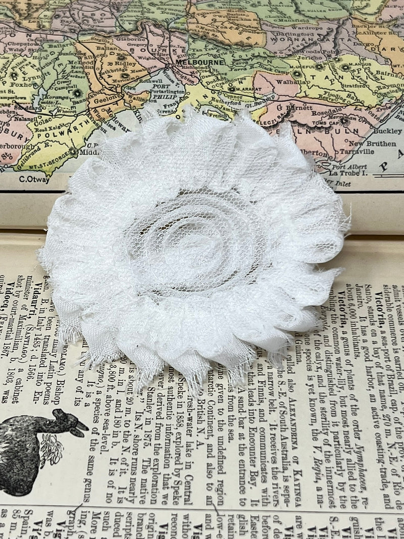 2.5" White Shabby Flower