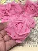 2" Pink Shabby Flower