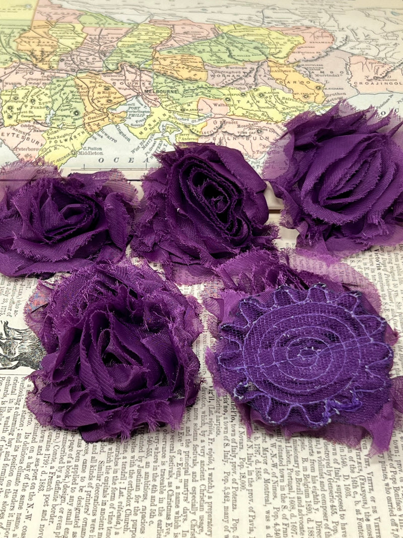 2" Purple Shabby Flower