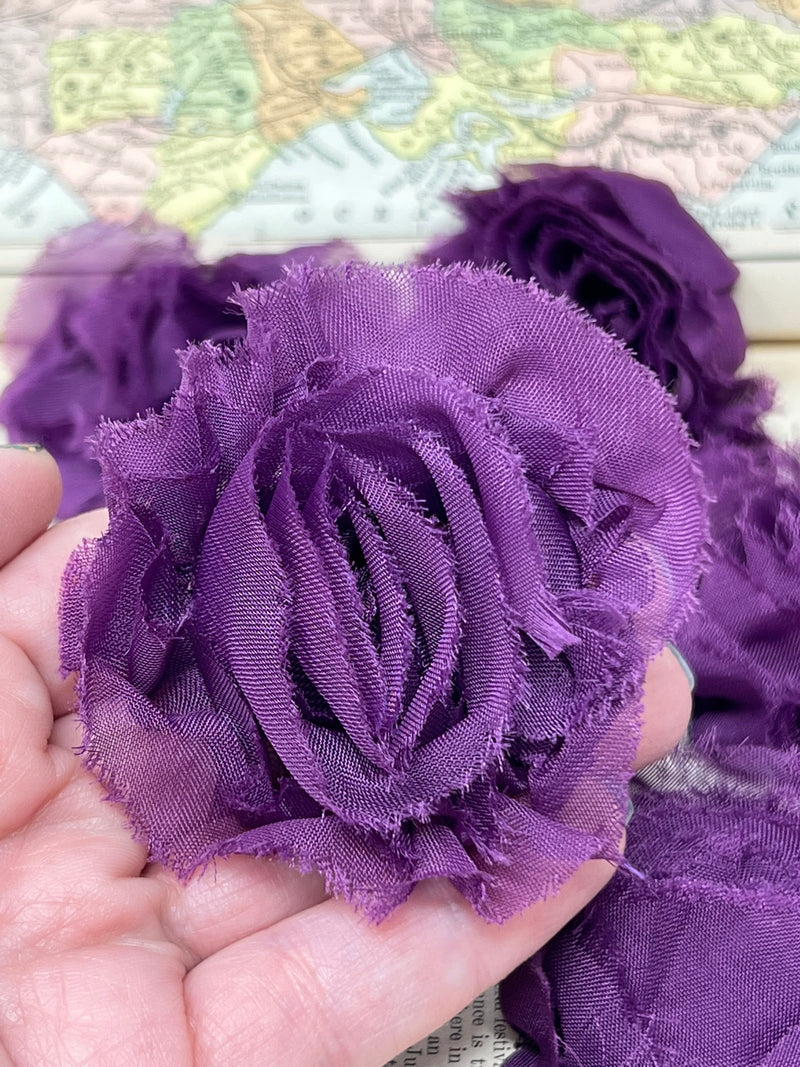 2" Purple Shabby Flower