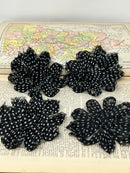 3" Black and White Polka Dot Shabby Flower