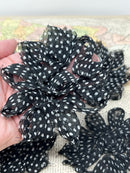 3" Black and White Polka Dot Shabby Flower