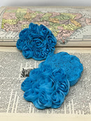 3.5" Turquoise Swirl Shabby Flower