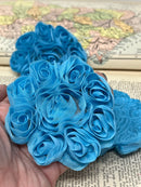 3.5" Turquoise Swirl Shabby Flower