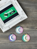 Gradient Glitter Moon and Pentacle Resin Charm