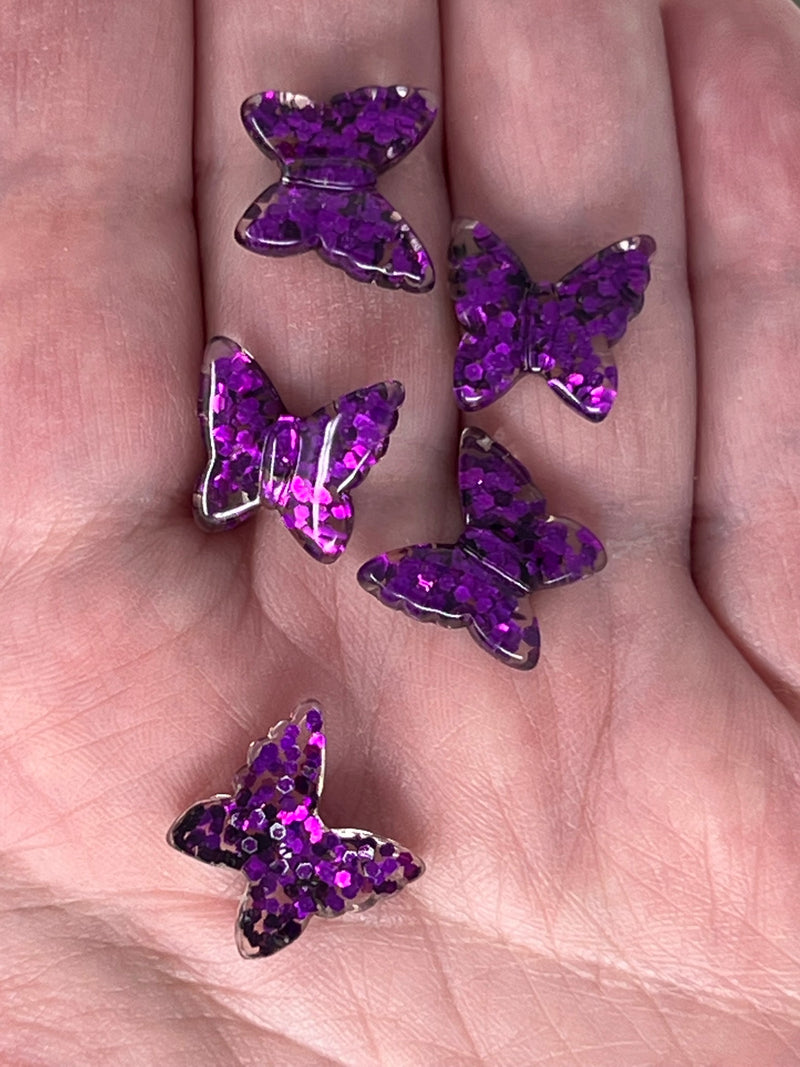 Purple Glitter Butterfly 3D Resin
