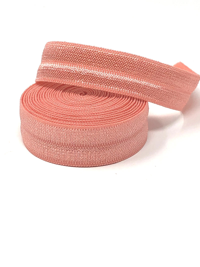 Solid Coral Fold Over Elastic