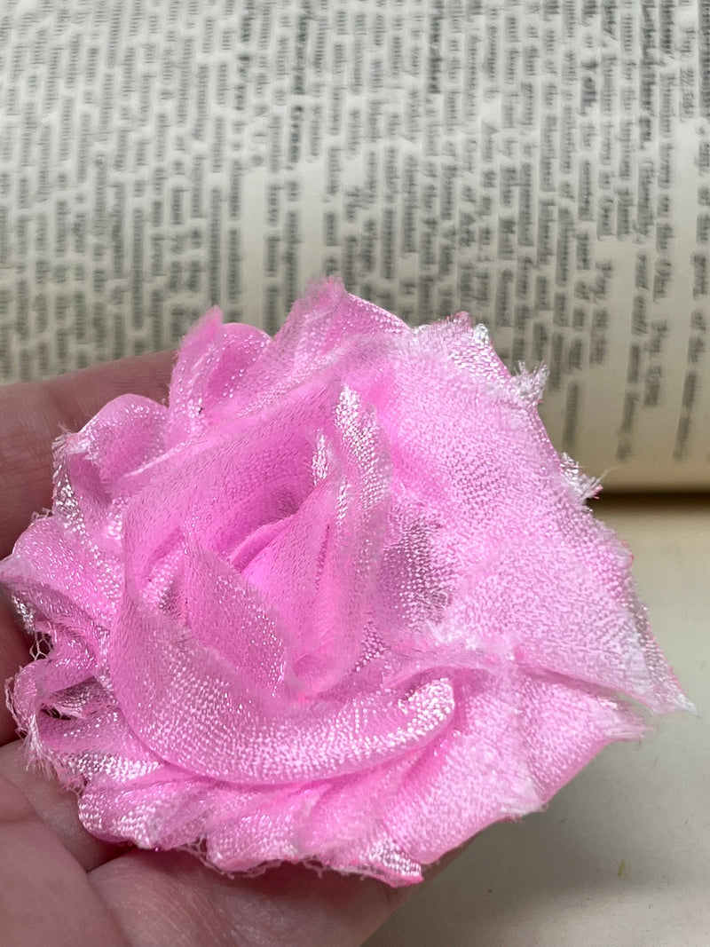 2" Pink Crepe Shabby Flower