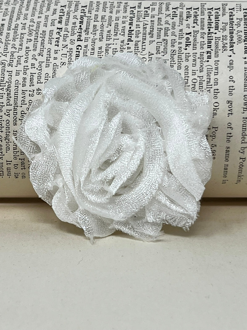 2" White Crepe Shabby Flower