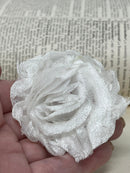 2" White Crepe Shabby Flower